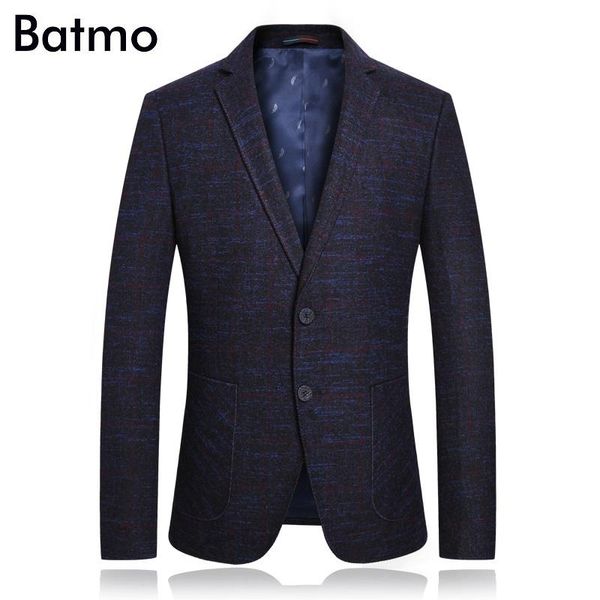 

batmo 2020 new arrival plaid casual blue blazer men,men's casual jackets ,men's suits plus-size 1831, White;black