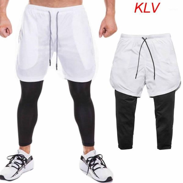 

men 2 in 1 running sport pants shorts basketball training compression tights workout gym quick dry leggings with pockets1, White;black