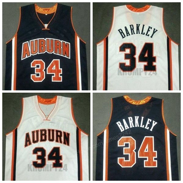 Retro personalizado #34 Charles Barkley College College Basketball Jersey Homem todos costuraram qualquer tamanho 2xs-3xl 4xl 5xl Nome ou número