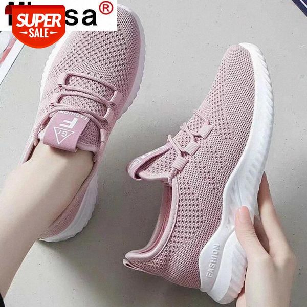 

fashion casual woman vulcanized shoes mesh breathable lace-up new woman platform sneaker solid color comfortable walking shoes #4k6c