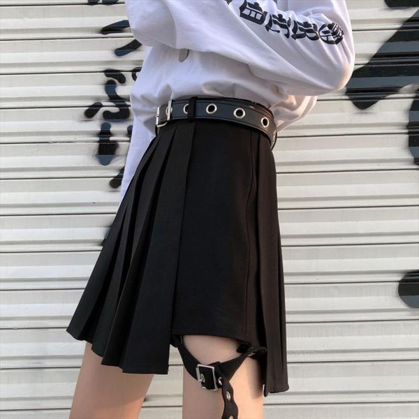 

gothic punk harajuku women shorts casual cool chic preppy style violet plaid pleate black female fashion shorts skirts 4xl