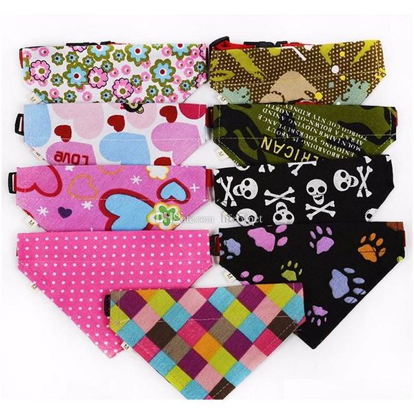 

20pcs cute lovely pet dog canvas scarf collar adjustable puppy triangle bandana pet cat tie collar xs-xl jk97m