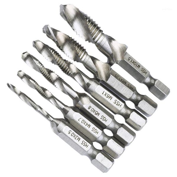 

1/4'' hex shank m3 m4 m5 m6 m8 m10 thread tap spiral screw dril bit woodworking tools screw taps dril bits1