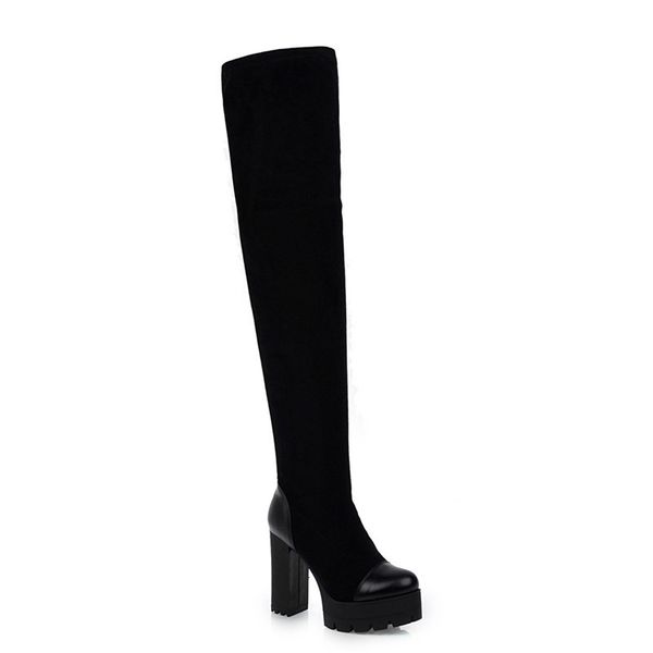 

2021 new women on knee thin stretch boots high heels woman prom shoes qesm, Black