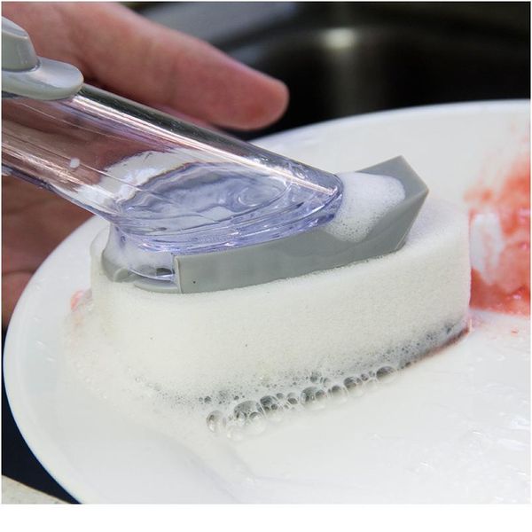 

1/5pcs double use kitchen cleaning brush scrubber dish bowl washing sponge matic liquid dispenser kitchen pot clea bbytql