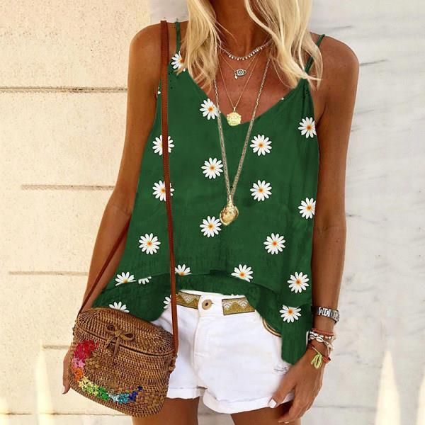 

women summer fashion floral print loose camis casual beach large women t ladies plus size camis 2021 new, White