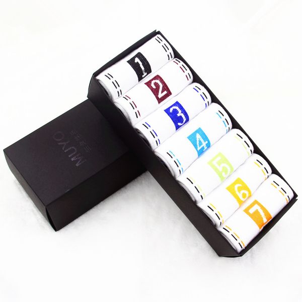 

fashion women and men mon-sun 7day casual socks cotton socks letter breathable 100% cotton sports, Black
