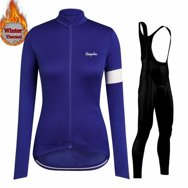

raphaful women cycling clothing winter jersey sets long sleeve thermal fleece female bike uniform hembra ropa ciclismo invierno1, Black;blue