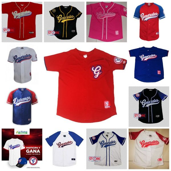 

generales de durango durango generales baseball jersey all stiched custom jersey mens womens youth fast shipping, Black;red