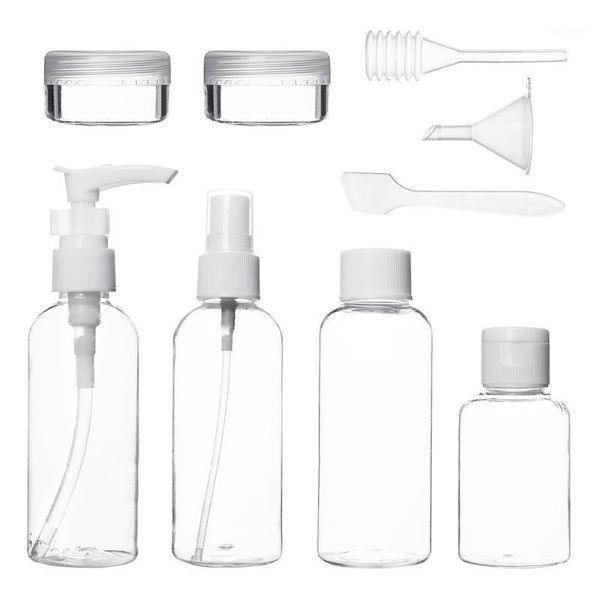 

packing bottles 9 pcs refillable portable transparent make up empty travel cosmetic plastic shampoo facial cleanser container cream box1
