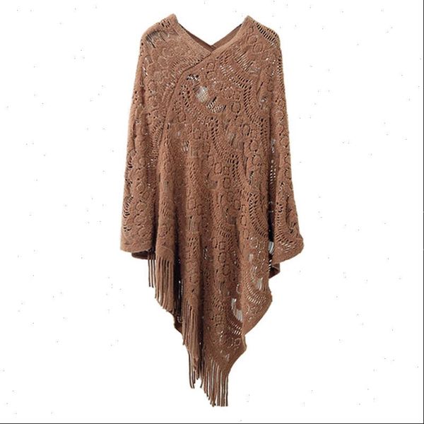 

artguy womens cozy lightweight crochet fringed hem knit pullover sweaters poncho cape shawl wrap drop shipping, White;black