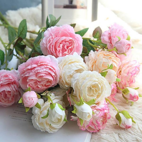 

silk artificial western rose flower peony bridal bouquet wedding classic european style