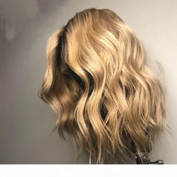 

lace front human hair wigs for black women pre plucked brazilian remy hair ombre wave short bob wigs with baby hair, Black;brown