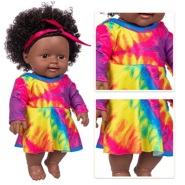 

cute black girl dolls african american play dolls lifelike 30cm baby christmas gift play for kids toys