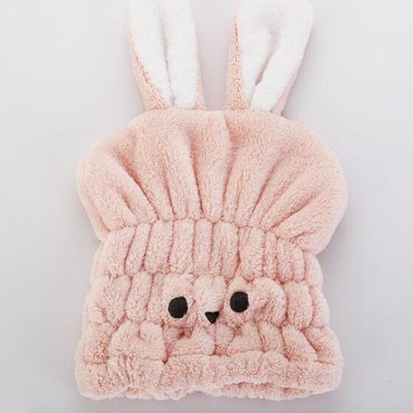 

headgear hat ear pattern microfiber solid quick drying hat hair turban ladies bath dry towel household supplies1