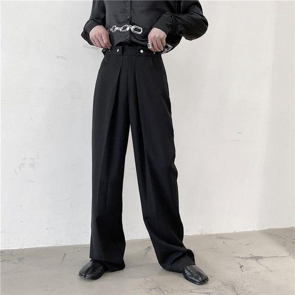 

men's suits & blazers ewq / men's wear korean style simple buckle decorative suit pants for male 2021 vintage trousers pockets str, White;black