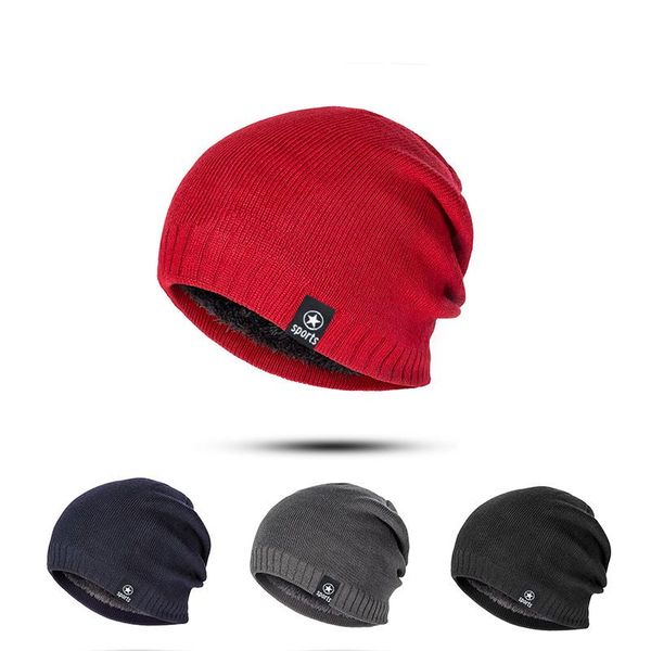 

beanie/skull caps 2021 beanie winter hats & men women solid color knitting wool beanies warm comfortable hat thick cotton unisex, Blue;gray