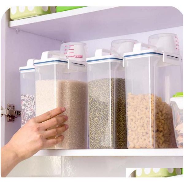 

new portable rice bucket with cup kitchen miscellaneous grains storage plastic sealed cans grain f qylamb bdetoys