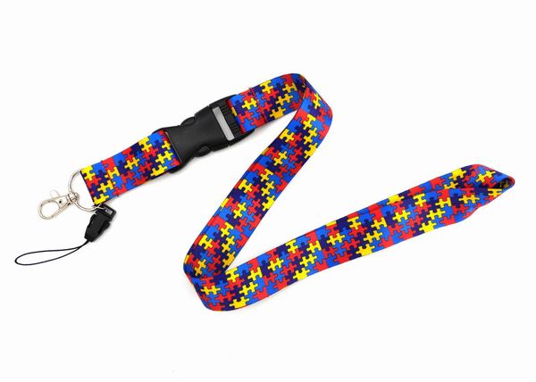 Neue 10 Stück mehrfarbige Puzzle-Lanyard-Abzeichen-ID-Lanyards/Handy-Seil-Umhängebänder als Schlüsselanhänger