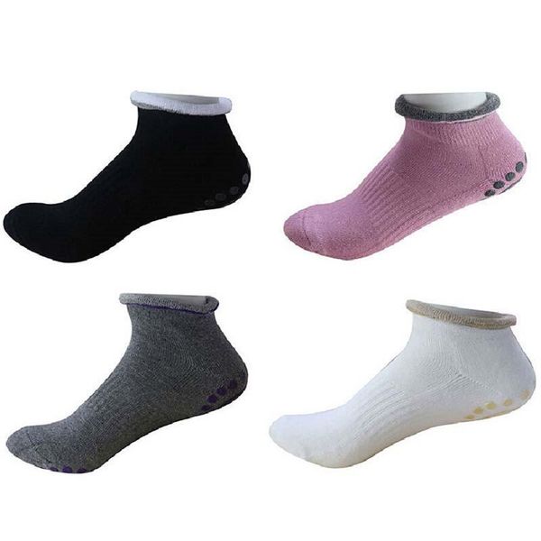 

sports socks breathable for home vacation anti-slip floor women cotton yoga foot massage, Black