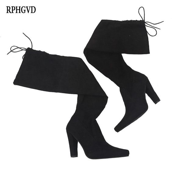 

doratasia brand new women shoes woman boots large size 31-43 autumn over the knee boots thin high heels shoes party boot, Black