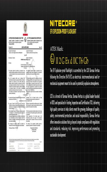 

nitecore ef1 830 люмен взрывозащищенный светодиодный фонарик protorch ex d ii c t5 gb опасных отраслей промышленности, включая land jllfna g