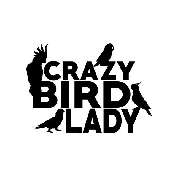

15.7cm*11.1cm cartoon crazy bird lady cockatoo parrot decal vinyl car sticker black silver c15-1098