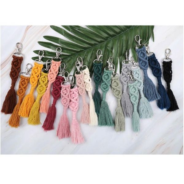 

tassel keychains for women boho key holder keyring macrame bag charm car hanging jewelry gift for jlllwd
