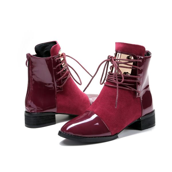 

2021european fashion boots metal piece genuine leather velvet rear zipper bare cotton boots, Black