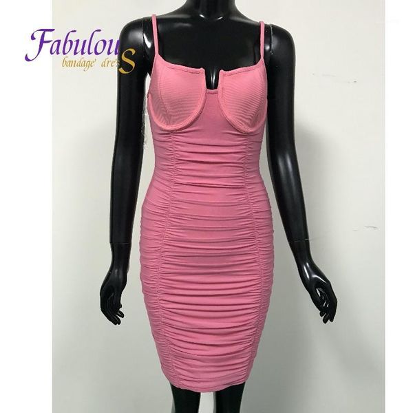 

fabandage 2020 summer new bodycon women pink spaghetti strap club vestidos celebrrity party runway bandage dress1, Black;gray