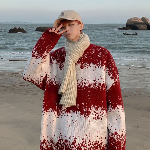 

2021 men's jersey spring and winter new jacquard gradient sweater fashion young clothing f7xa, White;black