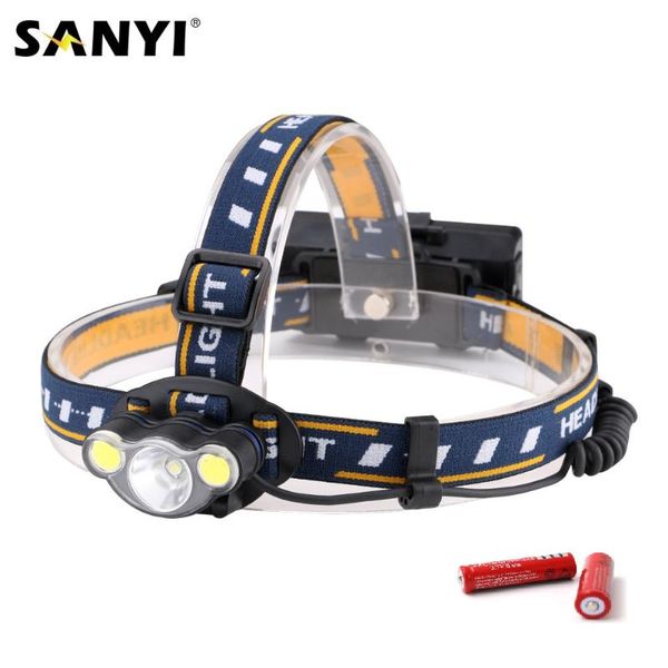 

sanyi xml t6 cob led headlamp headlight waterproof head torch 18650 usb charging head lamp fishing hunting light