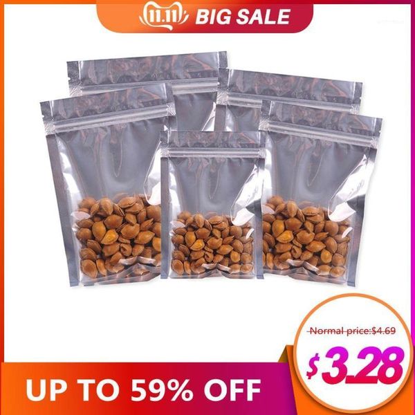 

food savers & storage containers 100 pcs clear aluminum foil bag self seal zipper packing retail resealable baking packaging pouch1
