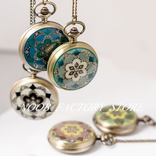 Yeni Kuvars Epoksi Bronz Paslanmaz Çelik Çerçeve Elmas Cebi Retro Takı Kolye Kazak Zinciri Moda İzle Pocket Watch