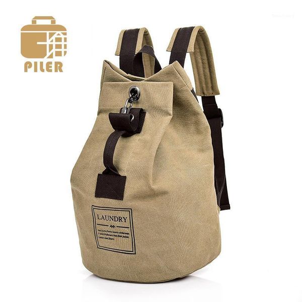 

2021 men canvas backpack vintage men bucket bag travel rucksack canvas designer large male backpacks school bag for teenager boy1