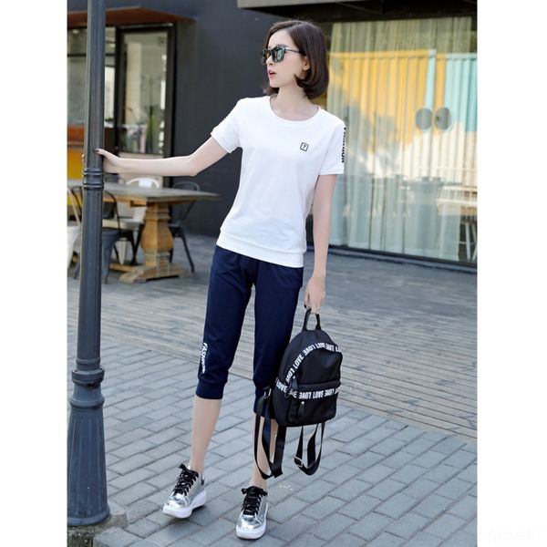

1wmxy 2020 new korean style large sportswear sportsweartrousers sports suit short-sleeved trousers two-piece fashion size loose set running, Gray