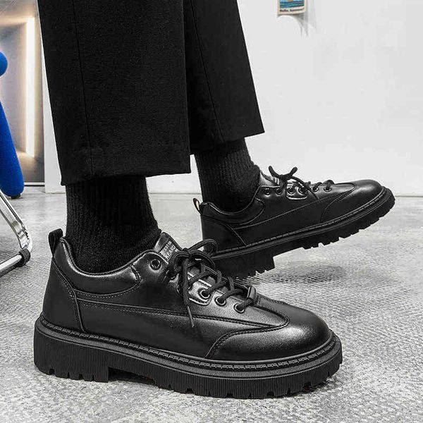 

dress shoes men leather retro business lace-up 's party wedding fashion casual dropshipping 220223, Black