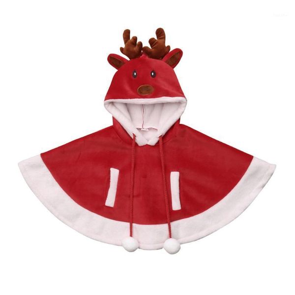 

newly cartoon cloak reindeer pompon embellished cape for children kids winter christmas party1, Tan;black