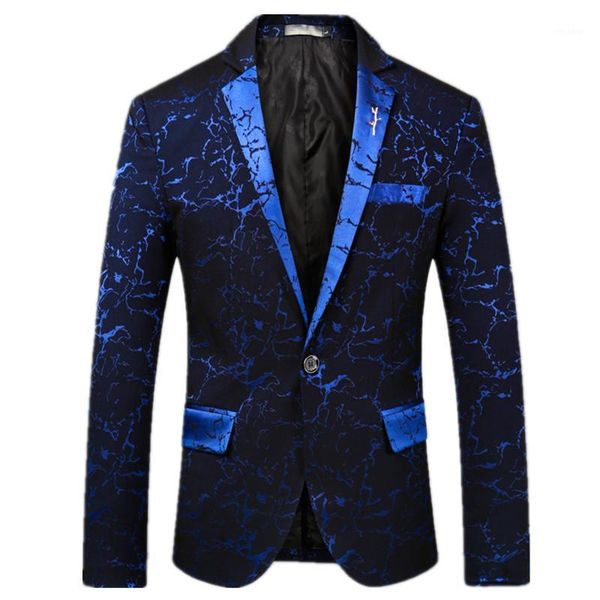 

2018 fashion new men's casual business flower suit / men's personality nightclub party blazer jacket coat1, White;black