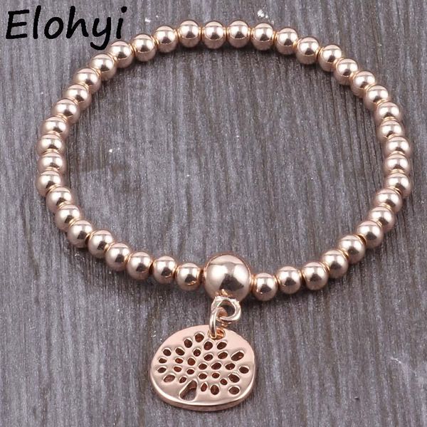 

elohyi women men bijoux femme diy alloy tree of life cooper 5mm beads elastic handmade bracelet jewelry wholesale, Black