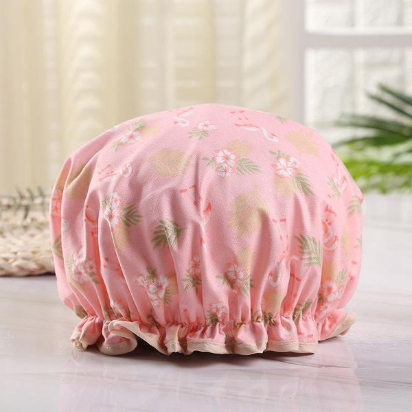 

1pcs bathing cap cartoon double layer waterproof polyester cotton hair cover multicolor shower hats bathroom products h wmtwnz