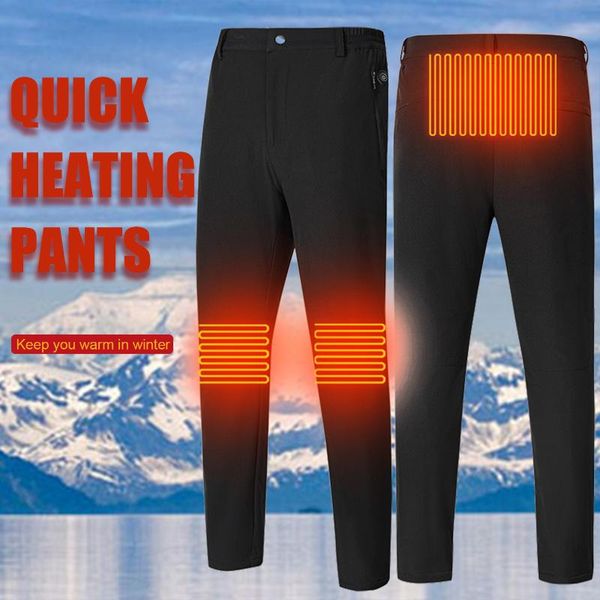 

xl-8xl plus size winter heated pants men usb electric heating warm breathable zip pocket cycling hiking skiing outdoor trousers, Black;blue
