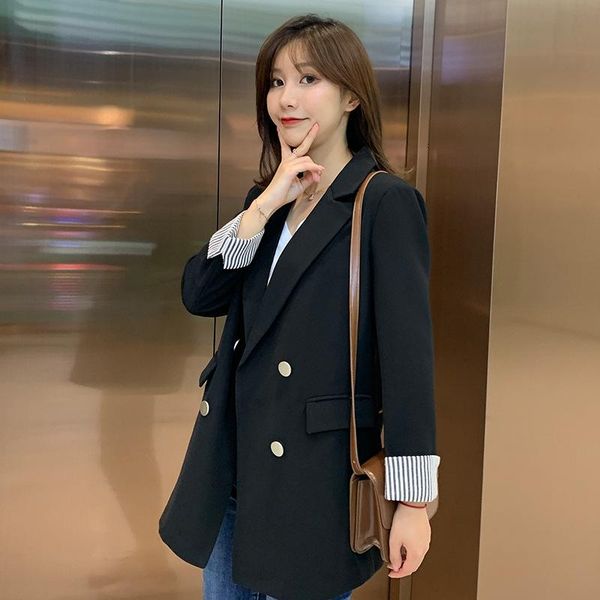 

women's suits & blazers small suit jacket fashion korean version of the long loose thin hong kong style casual girl, White;black