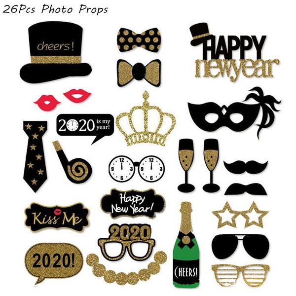 

2020 подвесной happy new year фольга latex шар декоративная бумага garland photo booth рамка реквизит ева партия рождество diy украшения bby