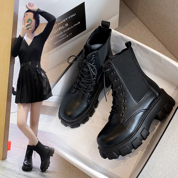 

rock shoes woman women's rubber boots luxury designer booties ladies round toe boots-women low heels booties rain, Black
