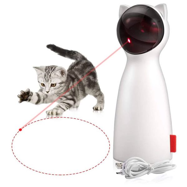 

automatic laser cat toys interactive smart teasing pet teaser cat laser smart led light kitten auto rotating adjustable usb charge toy