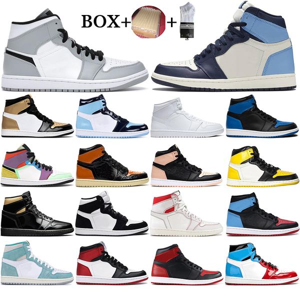 

with socks jumpman 1 1s mens basketball shoes obsidian unc travis scotts turbo green chicago sports trainers sneakers size 36-46
