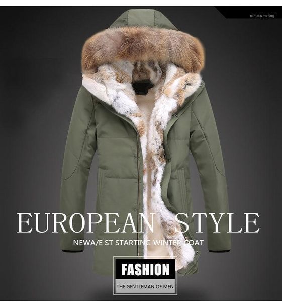 

new winter warm male down jackets detachable fur collar hooded coat outwear real raccoon hood women men thick coats1, Black