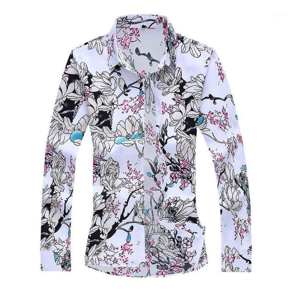 

feitong men's shirt casual printing colorful slim long sleeve dress shirt blouse men shirts long sleeve 2020#g351, White;black