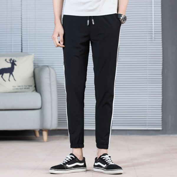 

capris men's slim men's korean tight 9 leggings tight pants fashion casual sports running leggings 9-point pants tqph5, Blue